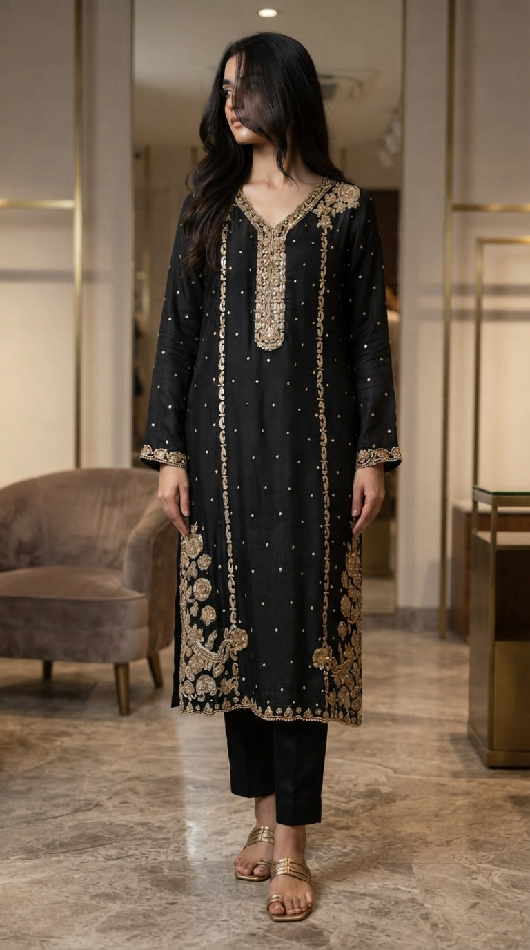Midnight Noir Embellished Couture Suit
