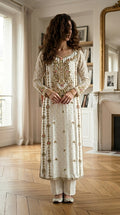 Ivory Zardozi Embellished Kurta Set