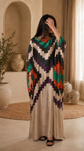 Noir Stripe Lace-Trim Kaftan